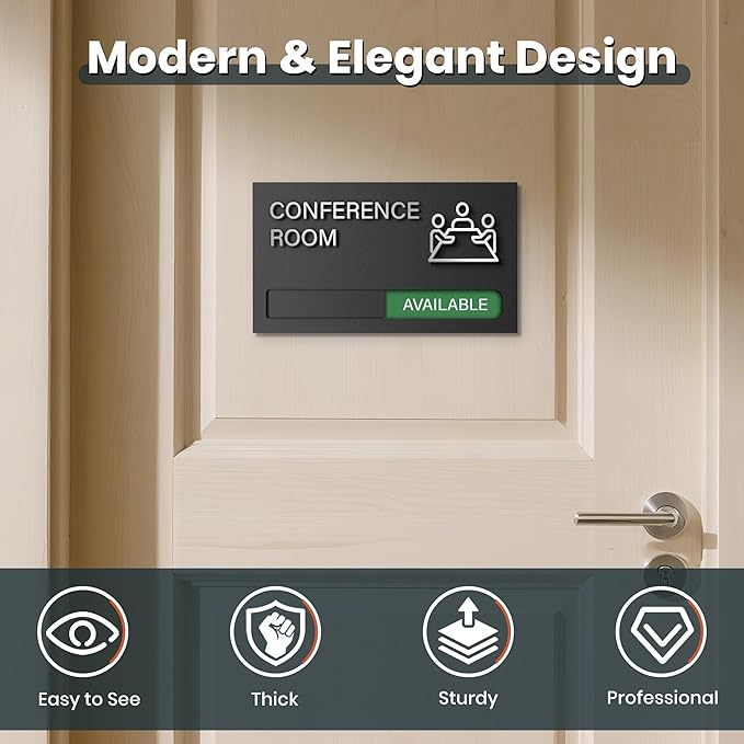 Conference Room Sign - In A Meeting Sign for Office Door, Do Not Disturb, In Use/Available Slider Indicator for Office Tell Whether Meeting Room is In Session
