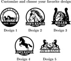 Personalized Horse Ranch Metal Sign Custom Farm Metal Wall Art Horse Name Sign Wall Decor Outdoor Farmhouse Decor Outdoor Equestrian Gift for Stable & Home