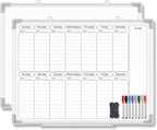 Lincia 24" x 18" Horizontal 2 Weekly Dry Erase Calendar for Wall Undated Horizontal Dry Erase Wall Calendar Planner Aluminum Frame Whiteboard for Home Office Projects Fridge