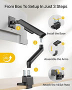 monTEK Dual Monitor Arm with USB, Mechanical Spring Monitor Arm for 17-35" Screens, Adjustable Monitor Desk Mount Each Holds up to 24.2 lbs with C Clamp/Grommet Desk Mount, VESA 75/100mm, MA1011UCBK-D