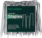FEED GARDEN 6 Inch 300 Pack Galvanized Landscape Staples 11 Gauge Anti-Rust Garden Stakes Landscaping Fabric SOD Pins Yard Stakes for Weed Barrier Fabric