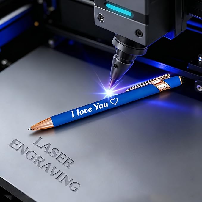 CRME Custom Engraved Ballpoint Pens Bulk Customized Metallic Printed Name Pens Personalized Pen with Text Logo Flowing Black Ink Smooth Writing for School,Journaling,Wedding,Office Rose Gold Pen