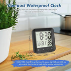 Wisoee Waterproof Shower Clock Timer, Bathroom Clock with Countdown, Touch Screen, Indoor Temperature, Suction Cup, LCD Digital Wall Clock for Bath, Kitchen