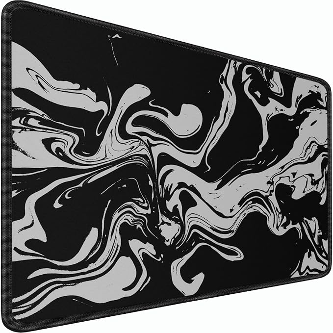 Gaming Mouse Pad, 31.5x15.7 inch Large Extended Computer Keyboard Mouse Mat, Water Resist Non-Slip Mousepad Rubber Base Long XXL Desk Mouse Pad for Gaming, Office & Home, Marble White