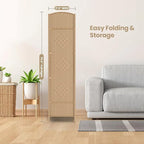 8 Panel Room Divider,6Ft Folding Privacy Screen,Tall - Extra Wide Foldable Panel Partition Wall Divider with Diamond Double-Weaved Hand-Woven Design Room Screen Divider
