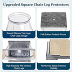 32 Pcs Square Chair Leg Floor Protectors, Clear Silicone Chair Leg Caps Covers Sliders for Hardwood & Tile Floors, Stay-On Tight Fit Design, Scratch-Free & Noise Reduction (S Fits: 3/4" to 1-1/16")