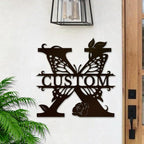 Personalized Custom Letter Name metal Signs,Custom Black Letter Monogram Wall Art Decor,Metal Signs Plaques Outdoor wall Decorative Signage (X)