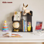 Aibiju Book Organizer for Desk, Cute Desk Top Organizing, Tree Bookshelf Unique Nursery Bookcase, Book Ends for Desk, Book Holder for Shelf Black YD-DSR002B