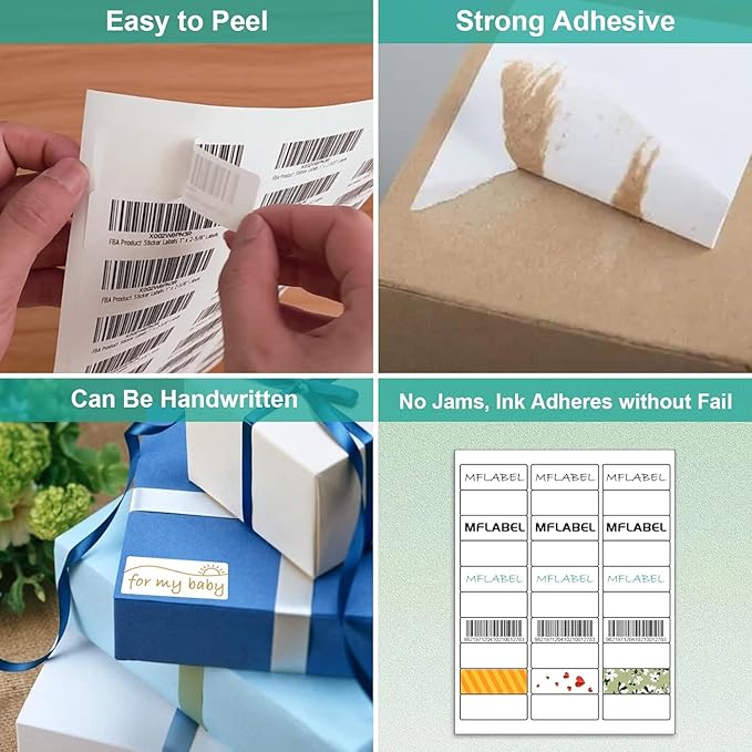 MFLABEL Address Label, 1" x2-5/8 Mailing Sticker, 30-UP White Shipping Labels for Inkjet or Laser Printer, 30000 Sticker Labels (1000 Sheets), 30 Label per Sheet