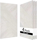 Olanglab Peel and Stick Wall Panels 4 Pack, 47.2 x 23.6 per Wall Panels, Acoustic Wall Panels, Sound Absorbing Wall Art for Home Studio and Office, Light Ash Wood Pattern, Geometric Lines