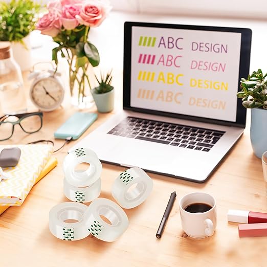 24 Rolls Clear Tape, Transparent Tape Refills, Gift Wrap Tape 3/4 * 1000 inch for Gift Wrapping for Office, Home, School