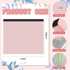 Lincia 6 Pcs 11" x 9.5" Legal Pads College Ruled Notepad Landscape Notebook Horizontal Lined Notebook 80 Gsm Assorted Colors Paper Pastel Writing Pads for School Office, 40 Sheet (Pastel Colors)