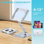GuaziV 360° Adjustable Tablet Stand - Ergonomic Foldable Holder for iPad 10.2-12.9”, Kindle, Phones 4-13”, Anti-Slip Desktop Mount for Work, Cooking, Gaming & Reading