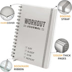Nextnoid Hardcover Fitness Planner Workout Journal for Men & Women - A5 Sturdy Workout Book Log to Track Gym & Home Workouts - Beige