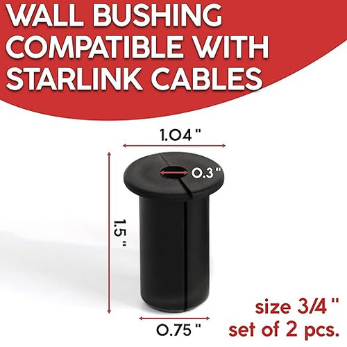 2 Pack 3/4 inch Silicone Wall Bushing Compatible with Starlink, Waterproof Cable Pass Through, Cable Grommet, Routing Kit Accessories