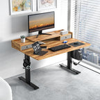 ExaDesk 48 x 30 Inch Electric Standing Desk with 2 Drawers, Adjustable Height Widened Stand Up Desk with Storage, Sit to Stand Ergonomic Workstation for Home Office, Light Rustic