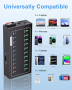 580W USB Charging Station, 20 Port Fast Charging Station for Multiple Devices, Dual PD 45W USB C Charger Block, Smart Power Delivery & Multi Protection for Laptop MacBook iPhone, iPad, Tablet