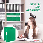 Henoyso 16 Pcs 3 Ring Binder 0.5 Inch Round Fits Letter Size 8.5'' x 11'' Paper Plastic Flexible Binder Bulk Holds 140 Sheets with 1 Pockets Versatile Organizer for Home Office School (Green)