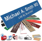 Engraved Name Plates for Door Sign Personalized Blue Plastic Plaque with White Letters - Made in USA 2x6 B9