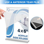 20 Pack Acrylic Sign Holder 4 x 6 Clear Display Table Signs Stand, Double Sided T Shape Flyer Holder Plastic for Picture Paper Frame Holder Home Office Menu Retail Show Fair
