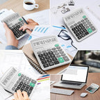 Splaks 4 Pack Standard Functional Desktop Calculator - Solar and AA Battery Dual Power Electronic Calculator with 12-Digit Large Display (2 Basic Black & 2 Updated Silver)