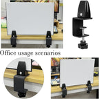 6-Pack Sneeze Guard Clamps for 1/8" to 1" Thick Panels, Adjustable Desk Partition Clips, Desk Privacy Panel Clips for Office and Home Use, Black