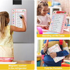 2-Pack Magnetic Chore Chart for Kids, ADHD Task Tracker Easy-Check Routine Dry Erase Board, to-Do List Planning Tool with Stand for Fridge/Desk/Home/School, 6 Reusable Sheets, 4 Markers
