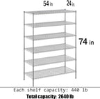 Regal Altair 24" Deep x 54" Wide x 74" Height Wire Shelving Kit | 6-Tier | NSF Commercial Storage Rack Unit