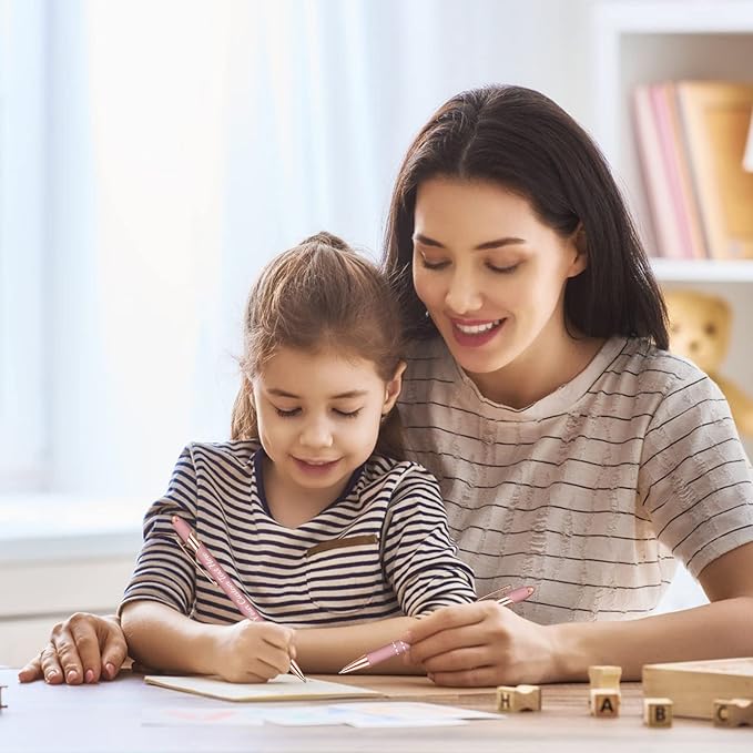 Personalized Pens Bulk 200 with Name Custom Engraving Ballpoint Pens with Stylus Tip Customized Smooth Writing Pens Personalized Gifts for Anniversary Birthday or Graduation(Gold Rose,Black Ink)