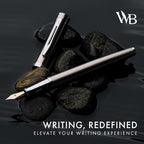 Wordsworth & Black Fountain Pen Set, Medium Nib, Includes 24 Pack Ink Cartridges, Ink Refill Converter & Gift Pouch, Chrome Finish, Calligraphy, [Silver Chrome], Perfect for Men & Women