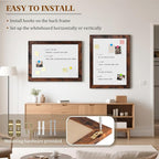 Large White Board for Wall, 36'' x 24'' Magnetic Dry Erase Board, Decorative Whiteboard, Brown Vintage Wooden Frame