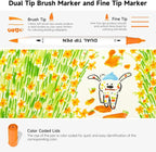 Shuttle Art Dual Tip Brush Pens, 70 Colors, Fine and Brush Dual Tip Markers Set, Portable Storage Case, Ideal for Calligraphy, Coloring, Doodling, Writing