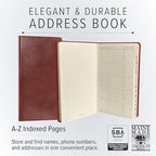 Gallery Leather Small Address Book with Alphabetical Tabs up to 403 Records, Leather Notebook Hardcover, Telephone and Address Books - 6x3.25", Pocket Address, Acadia Burgundy