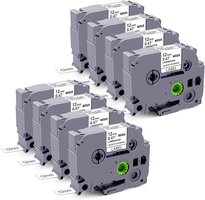 8Pack Compatible with Brother P Touch Label Tape 12mm 0.47 Laminated White TZe-231 TZe 231 TZe TZ Tape Refill Compatible with Brother P-Touch Label Maker PT-D210 PT-H110