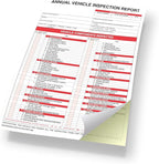 Annual Vehicle Inspection Report Form 25-pk 3-Ply Carbonless, 8.5" x 11.75" + 2-Ply Vinyl with Mylar Laminate Label 5" x 4"