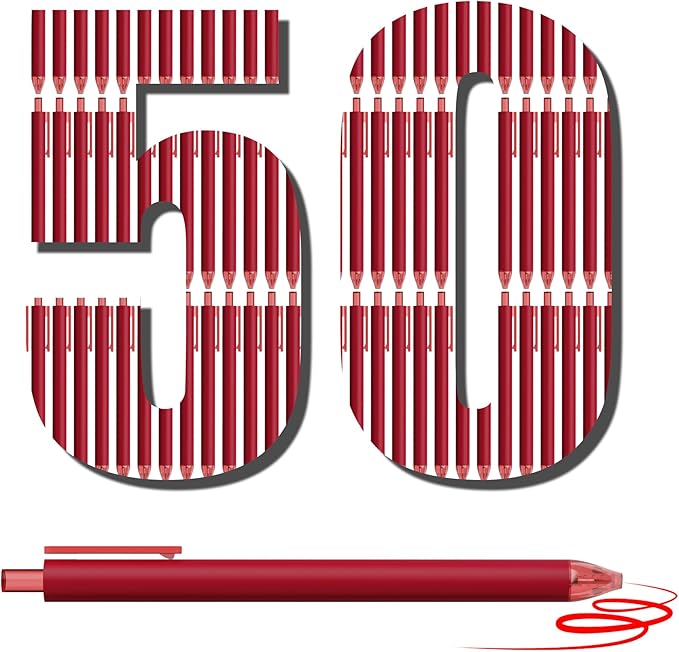 deegtran Pens Bulk, 50 Pack Smooth Red Ink Ballpoint Pens, Wholesale Retractable Pens, No Bleed Click Pen Medium Point, 1.0MM