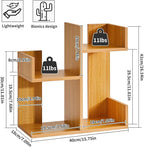 Aibiju Short Bookshelf Small Desk Organizer, Cactus Bookshelf Unique Bookcase, Book Display Shelf Small Plant Stand for Tabletop, Natural Wood Color YD-DSR002N