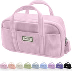 Sooez Large Pencil Case Pouch, Extra Big Pencil Bag with 5 Compartments, Pen Bag Wide Opening, Soft Corduroy Pencil Organizer with Zipper, Cute Aesthetic School Supplies for Teen Girls Light Pink