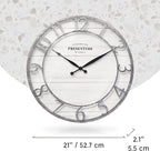 Presentime & Co 21" Farmhouse Series Wall Clock, Shiplap Style, Raised 3D Arabic Numeral, Galvanized Finish. Wall Décor for Living Room, Dining Room, and Entryway.