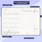 &And Per Se Fitness Workout Journal for Men & Women, Workout Log Book Planner with Daily Diet, Gym Exercise & Training Trackers - Undated, A5 Size, Leather Hardcover (Royal Blue)