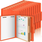 Skyygemm 48 Pcs Classification Folders Letter Size, 2 Divider Pressboard File Folders with 3. 5 Inch Expansion, 2 Prongs Fastener, Heavy Duty Office File Organizers for Teachers, Medical (Orange)
