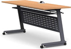 Tables Training Meeting Seminar Classroom Model 2558 15pc Beech Folding Industrial Caster Z-Base. Tables Connect. Modesty Panel, Shelf, Power + USB Outlet. (Seating Included).