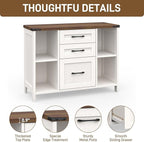 Vabches File Cabinet with 3 Drawers, Farmhouse Lateral File Cabinet Fits Files Letter/A4 Size, Wooden Filing Cabinet with Adjustable Shelves Printer Stand for Home Office, White