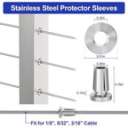BLIKA Upgraded 80 Pack Stainless Steel Protector Sleeves for 1/8" 5/32" or 3/16" Deck Cable Railing, for Metal Posts, T316 Marine Grade, Cable Railing Protector Sleeves