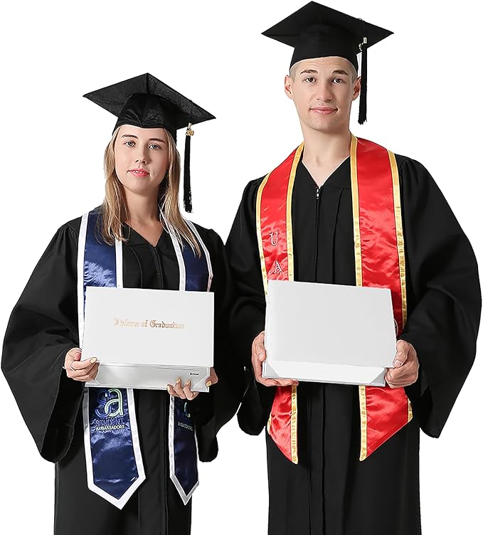 GraduationMall 8.5"x11" Smooth Padded Diploma Cover Certificate Holder White,12-Packs