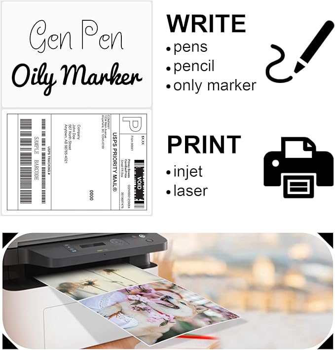 8.5 x 5.5 Half Sheet Shipping Labels for Laser and Inkjet Printers, 2 Per Page Self Adhesive Mailing Labels, White Blank Labels [100 Sheet 200 Labels]