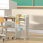 Feyejade Rolling File Cart with 2 Drawers, White File Cabinet Organizer for Hanging File Folders, Letter-Size File Storage with Wheels, Multi-Layer Mobile Filing Cabinet for Office and Home, White