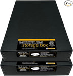 Lineco Museum Archival Storage Box, 11.75x18.25x3 in. Drop Front Design. Acid-Free with Metal Edge. Organize Photos, Pictures, Prints, Documents, Crafts, DIY. Black, 2Pack