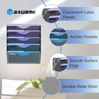 Gawerk 5 Tier Hanging Wall File Organizer, Mesh Mail Paper Orgnization Hanging File Folder Holder for Home Office, Black