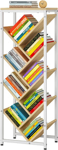 IBUYKE 9 Tier Tree Bookshelf, Floor Standing Wood Bookshelf for Narrow Space, Storage Organizer Bookcase for Books/CDs/Movies, Small Corner Bookcase for Bedroom Living Room,Natural,TBC002N